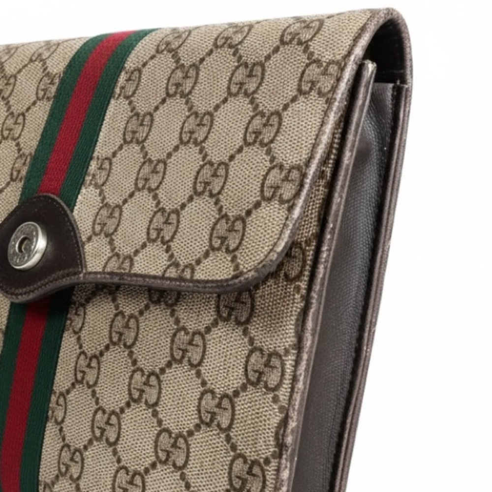 🔥🔥Gucci Tan Monogram Clutch/Shoulder Bag/Crossed- body with Red and Green Stripe - Picture 16 of 16